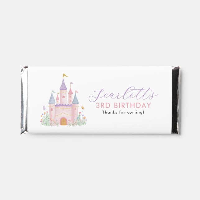 Princess Castle Girls Birthday Chocolate Hershey Bar Favors (Front)
