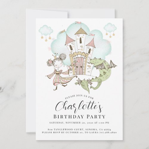Princess Castle Girls Birthday Party Invitation