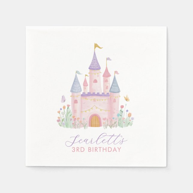 Princess Castle Girls Birthday Party Napkins (Front)
