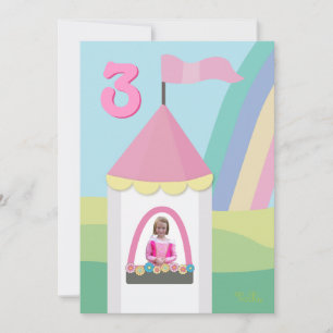 Princess Castle Girly Birthday Party Photo Invite