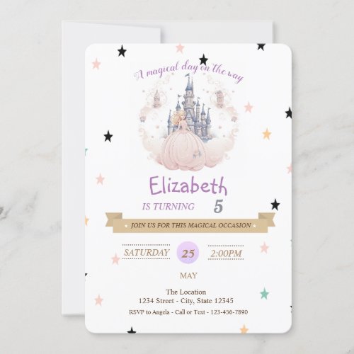 Princess Castle Hearts Birthday Invitation