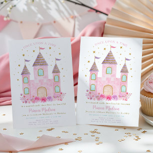Princess Castle Once Upon A Time First Birthday Invitation