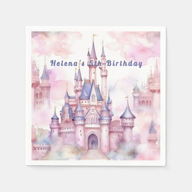 Princess Castle Pink Purple Napkins (Front)