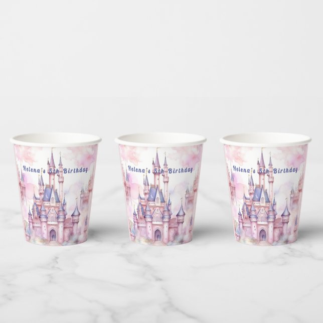 Princess Castle Pink Purple Paper Cups (Multi)
