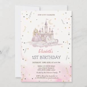 Princess Castle Pony Watercolor Invitation