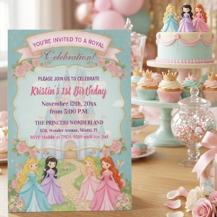 Princess Castle Royal 1st Birthday Party Invitation