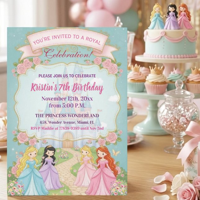 Princess Castle Royal 7th Birthday Party Invitation (Creator Uploaded)