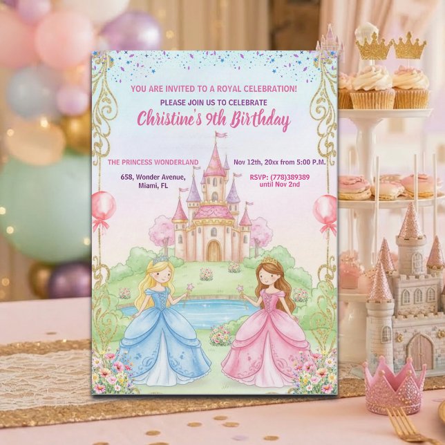 Princess Castle Royal 9th Birthday Party Invitation (Creator Uploaded)