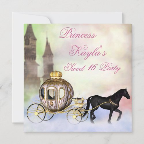 Princess Castle Royal Carriage Princess Sweet 16 Invitation