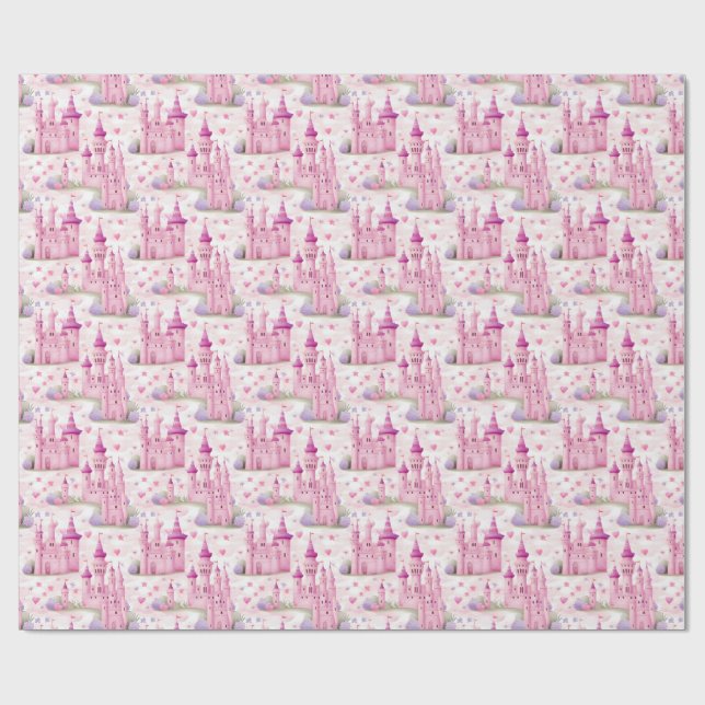 Princess Castle Seamless Pattern Wrapping Paper (Flat)