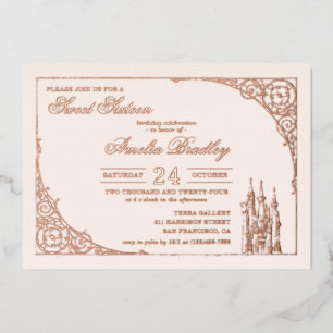 Princess Castle   Sweet Sixteen 16 Birthday Foil Invitation