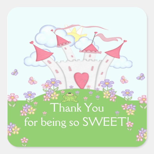 Princess Castle Thank You Square Sticker! Square Sticker (Front)