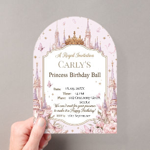 Princess Castle Theme Royal Birthday Ball Acrylic Invitations