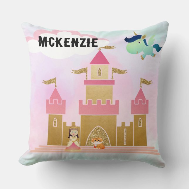 Princess Castle Throw Pillow (Front)