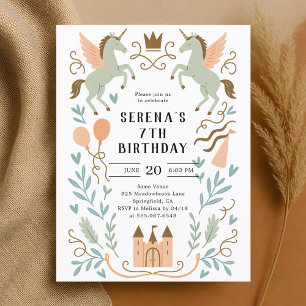 Princess Castle Unicorn Birthday Postcard