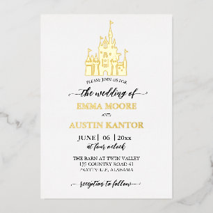 Princess Castle Wedding Foil Invitation