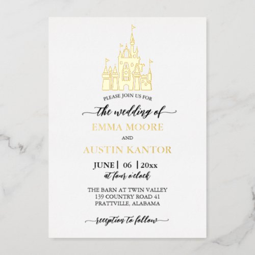 Princess Castle Wedding Foil Invitation