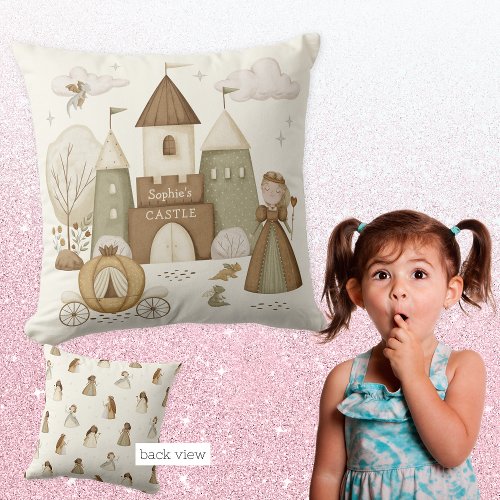 Princess Castle with name Throw Pillow