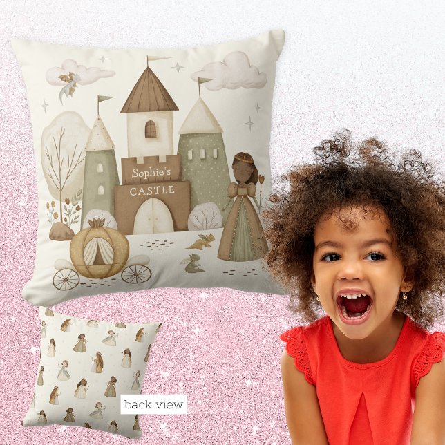 Princess Castle with name Throw Pillow (Creator Uploaded)