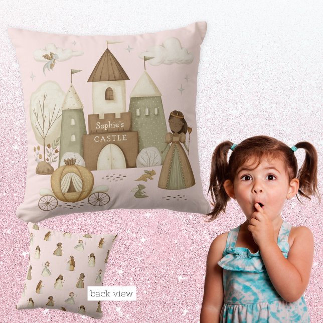 Princess Castle with name Throw Pillow (Creator Uploaded)