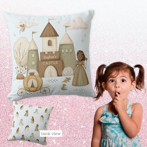 Princess Castle with name Throw Pillow