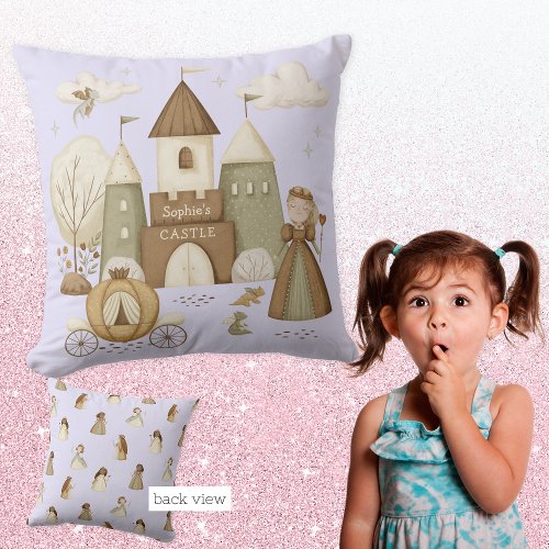 Princess Castle with name Throw Pillow