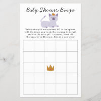 Princess Cat Bingo Baby Shower Party Game