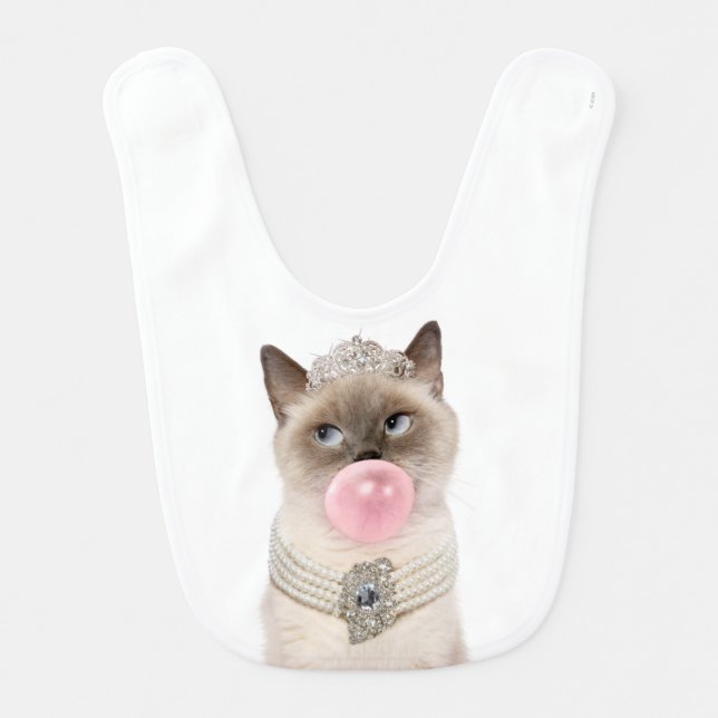 Princess Cat Blowing Bubble Gum Baby Bib (Front)
