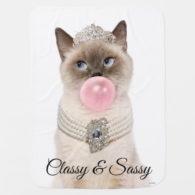 Princess Cat Blowing Bubble Gum Baby Blanket (Front)