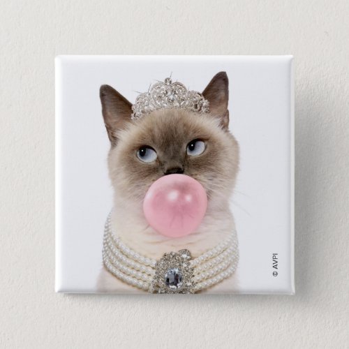 Princess Cat Blowing Bubble Gum Button