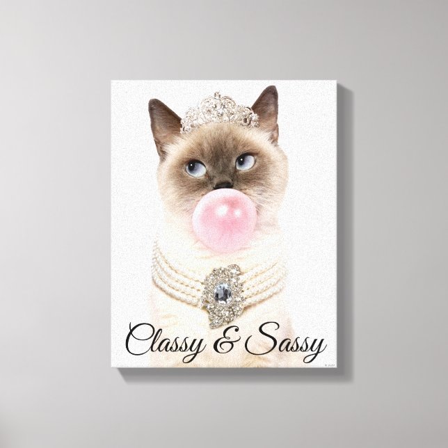 Princess Cat Blowing Bubble Gum Canvas Print (Front)