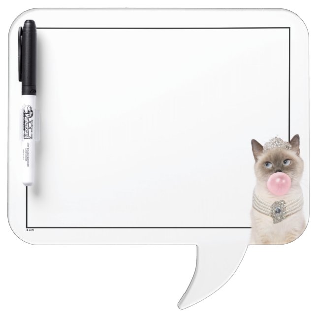 Princess Cat Blowing Bubble Gum Dry Erase Board (Front)