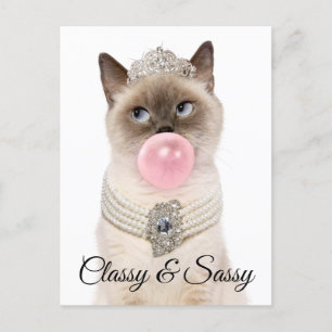 Princess Cat Blowing Bubble Gum Invitation Postcard
