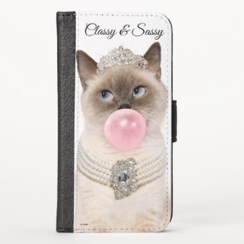 Princess Cat Blowing Bubble Gum Iphone X Wallet Case by AvantiPress at Zazzle