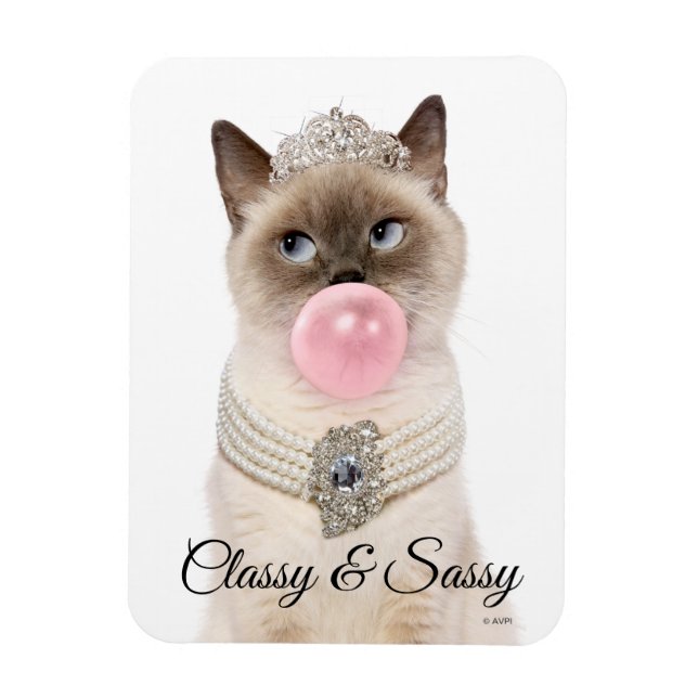 Princess Cat Blowing Bubble Gum Magnet (Vertical)
