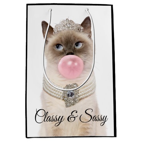 Princess Cat Blowing Bubble Gum Medium Gift Bag