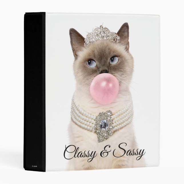 Princess Cat Blowing Bubble Gum Mini Binder (Front/Spine)