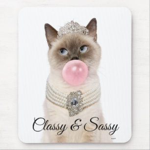 Princess Cat Blowing Bubble Gum Mouse Pad