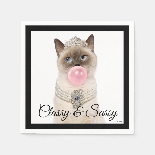 Princess Cat Blowing Bubble Gum Napkins (Front)