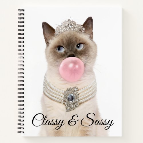 Princess Cat Blowing Bubble Gum Notebook