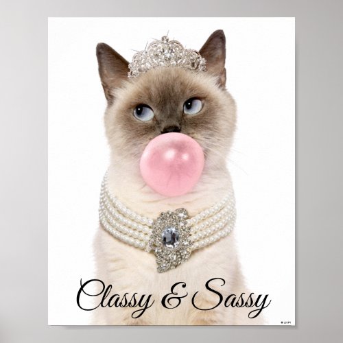 Princess Cat Blowing Bubble Gum Poster