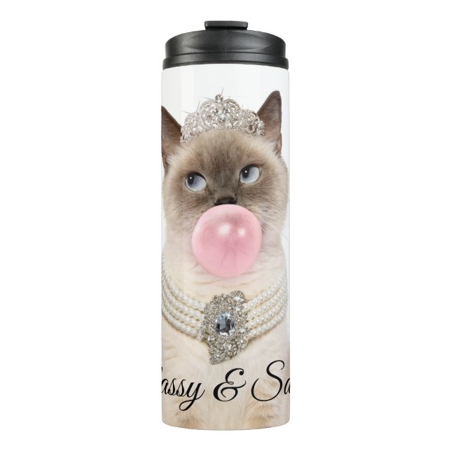 Princess Cat Blowing Bubble Gum Thermal Tumbler (Front)