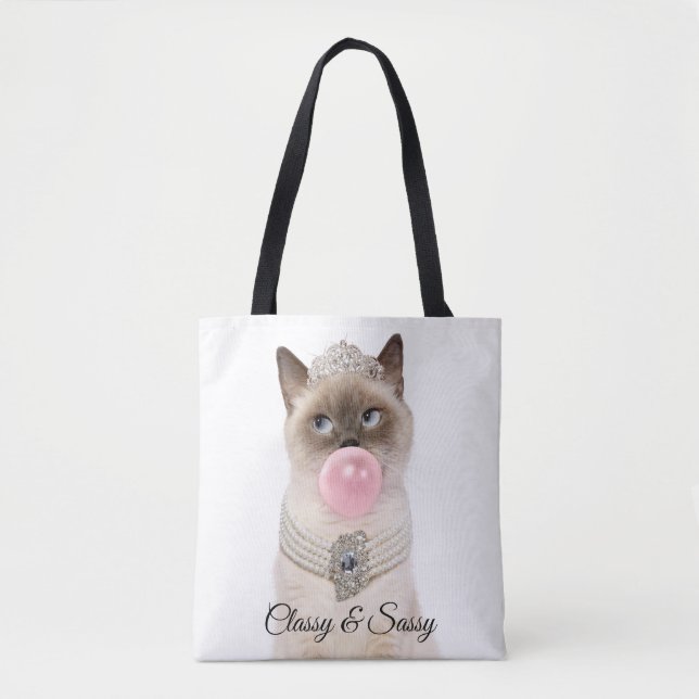 Princess Cat Blowing Bubble Gum Tote Bag (Front)