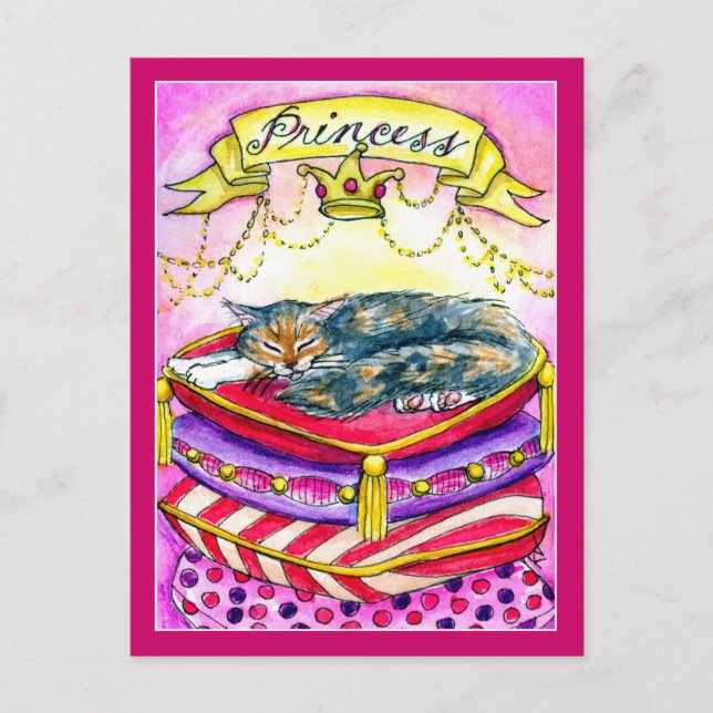 Princess Cat Kitten in Pink postcard (Front)