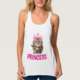 PRINCESS CAT kITTEN T-Shirts, Ladies Girls Tank Top