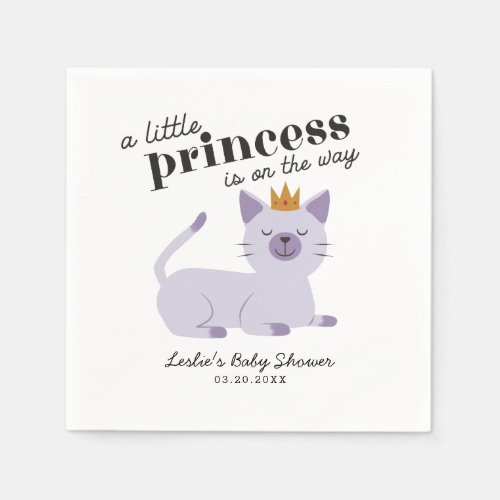 Princess Cat Purple Baby Shower Napkins