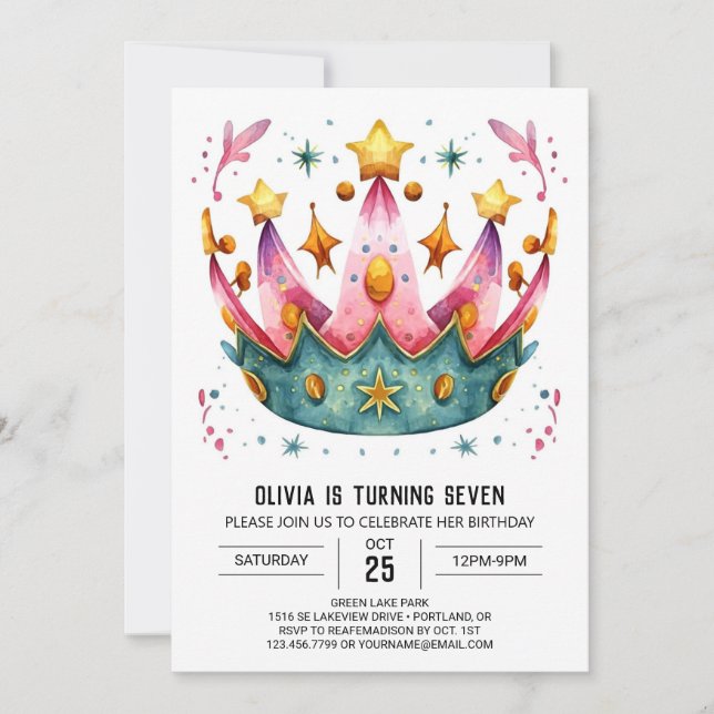 Princess Chic Birthday Crown Invitation (Front)