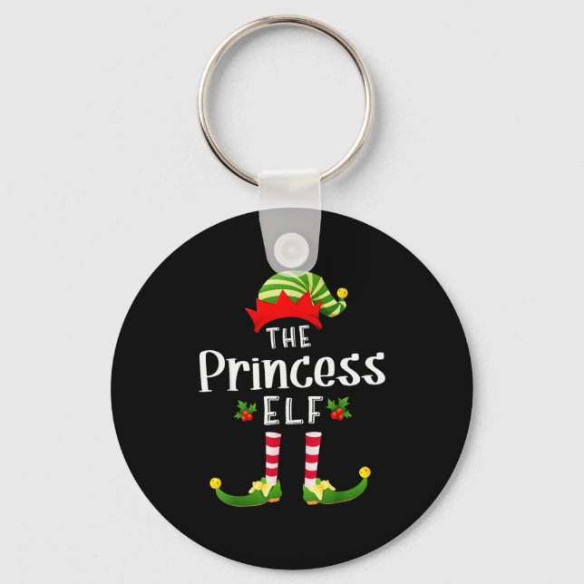 Princess Christmas Elf Matching Pajama X-mas Party Keychain (Front)