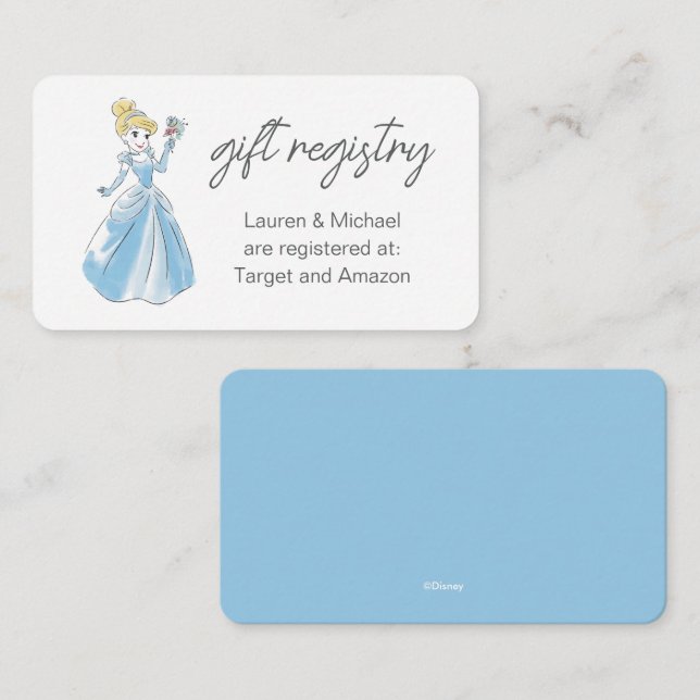 Princess Cinderella |  Baby Shower Gift Registry E Enclosure Card (Front/Back)
