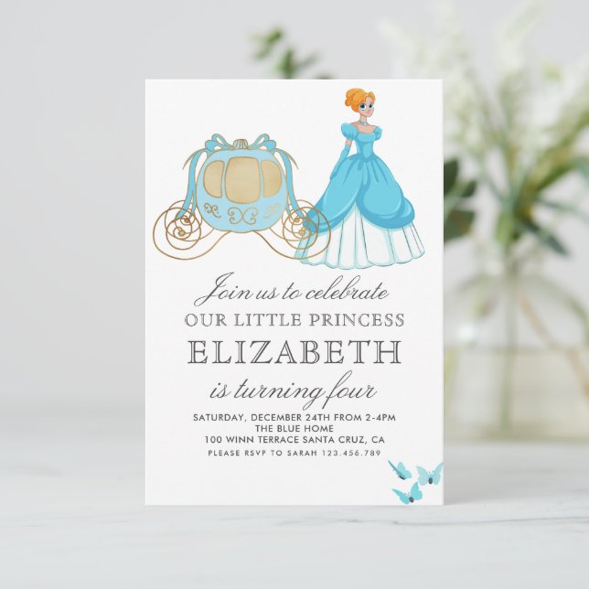 Princess Cinderella Birthday Party Decoration Invitation (Standing Front)